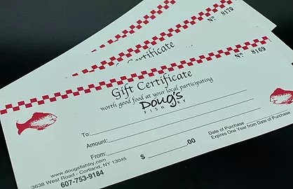 Gift Certificate Cortland Doug's fish fry